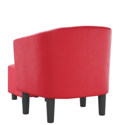 Fauteuil avec repose-pied rouge similicuir 