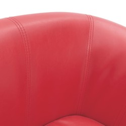 Fauteuil avec repose-pied rouge similicuir 