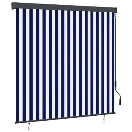 Store roulant d'extérieur 160x250 cm Bleu et blanc 