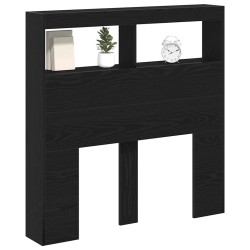 Armoire tête de lit avec LED chêne noir 100x17x102 cm 