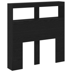 Armoire tête de lit avec LED chêne noir 100x17x102 cm 