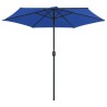 Parasol de jardin et mât en aluminium 270x246 cm Bleu azuré 