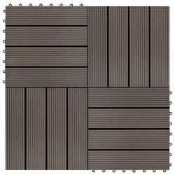Carreau de terrasse 11 pcs WPC 30 x 30 cm 1 m² Marron foncé 