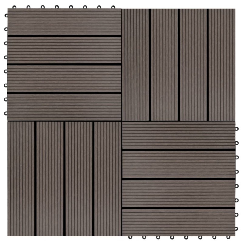 Carreau de terrasse 11 pcs WPC 30 x 30 cm 1 m² Marron foncé Carreau de terrasse 11 pcs WPC 30 x 30 cm 1 m² Marron foncé