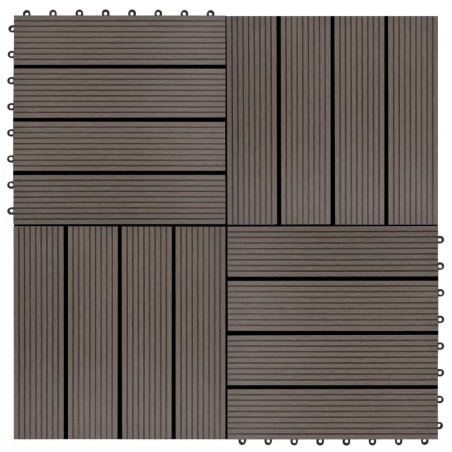 Carreau de terrasse 11 pcs WPC 30 x 30 cm 1 m² Marron foncé 