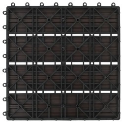 Carreau de terrasse 11 pcs WPC 30 x 30 cm 1 m² Marron foncé 