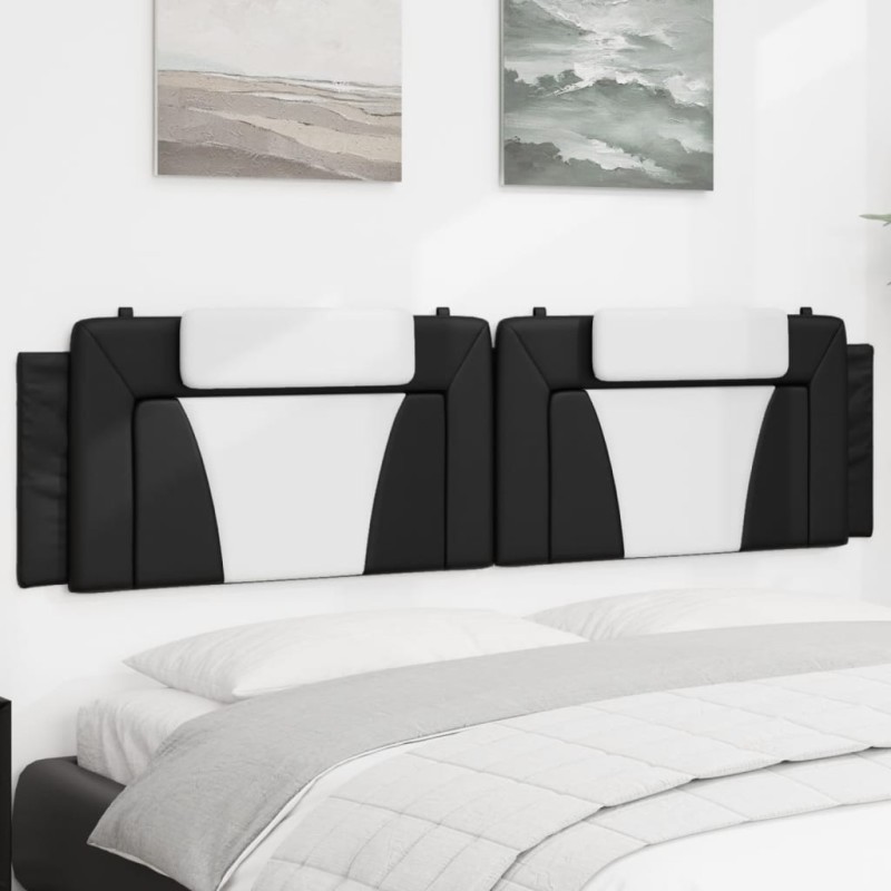 Coussin de tête de lit noir et blanc 200 cm similicuir 