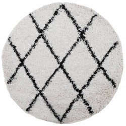 Tapis shaggy à poils longs moderne crème et noir Ø 200 cm 