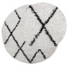 Tapis shaggy à poils longs moderne crème et noir Ø 200 cm 