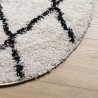 Tapis shaggy à poils longs moderne crème et noir Ø 200 cm 