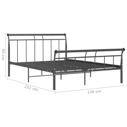 Cadre de lit sans matelas noir métal 140x200 cm 
