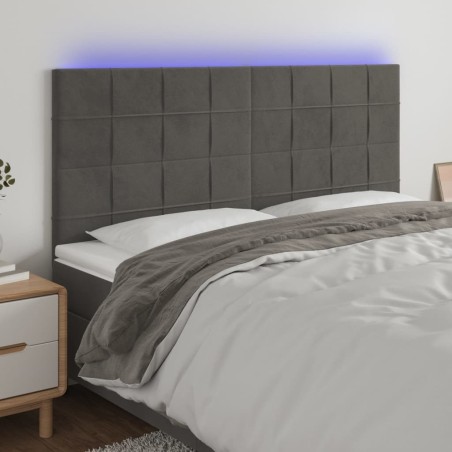 Tête de lit à LED Gris foncé 160x5x118/128 cm Velours 