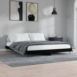 Cadre de lit sans matelas noir 180x200 cm bois d'ingénierie 