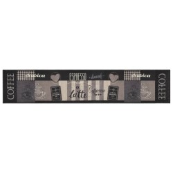 Tapis de cuisine lavable impression café noir 60x300 cm velours 