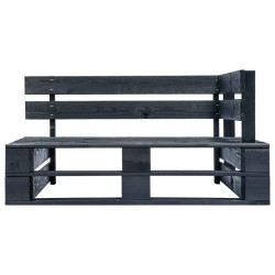 Canapé d'angle palette de jardin noir bois de pin imprégné 