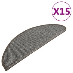 Tapis de marches d'escalier 15 pcs Gris 65x21x4 cm 