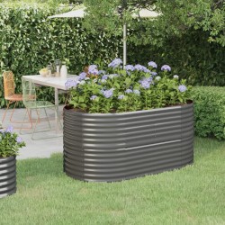 Lit surélevé de jardin Acier enduit de poudre 152x80x68 cm gris 