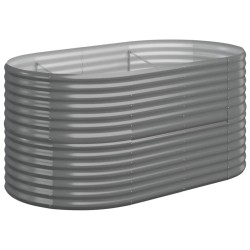 Lit surélevé de jardin Acier enduit de poudre 152x80x68 cm gris 