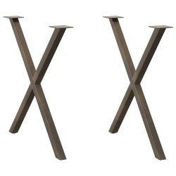 Pieds de table à manger en forme de X, 2 pièces, acier naturel, 80 x (72-73) cm 