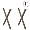 Pieds de table à manger en forme de X, 2 pièces, acier naturel, 80 x (72-73) cm 