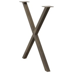 Pieds de table à manger en forme de X, 2 pièces, acier naturel, 80 x (72-73) cm 