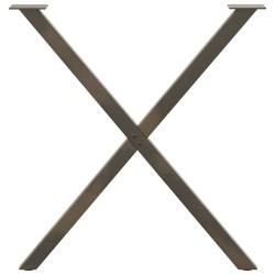 Pieds de table à manger en forme de X, 2 pièces, acier naturel, 80 x (72-73) cm 