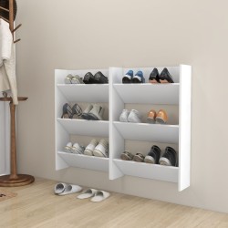 Armoires à chaussures murales 2 pcs Blanc 60x18x90 cm Aggloméré 