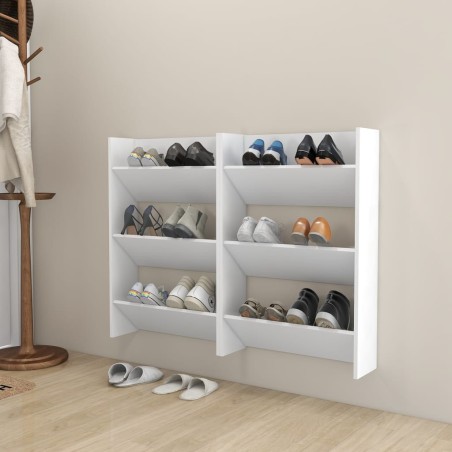 Armoires à chaussures murales 2 pcs Blanc 60x18x90 cm Aggloméré 