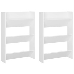 Armoires à chaussures murales 2 pcs Blanc 60x18x90 cm Aggloméré 
