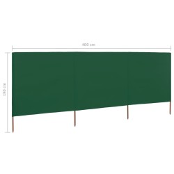 Paravent 3 panneaux Tissu 400 x 160 cm Vert 