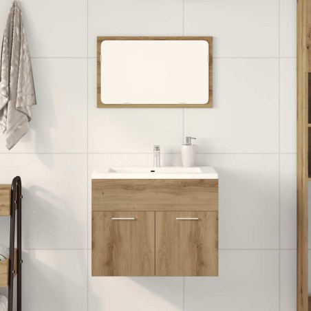 Ensemble de meubles salle de bain 2 pcs bois d'ingénierie 