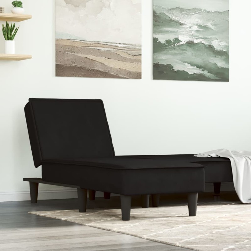 Chaise longue noir velours 