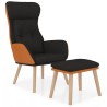 Chaise de relaxation avec repose-pied Noir Similicuir et tissu 