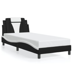 Cadre de lit sans matelas noir et blanc 80x200 cm similicuir 