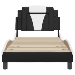 Cadre de lit sans matelas noir et blanc 80x200 cm similicuir 