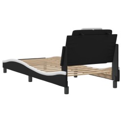 Cadre de lit sans matelas noir et blanc 80x200 cm similicuir 