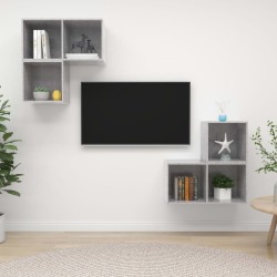 Ensemble de meubles TV 4 pcs Gris béton Bois d'ingénierie 