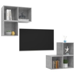 Ensemble de meubles TV 4 pcs Gris béton Bois d'ingénierie 