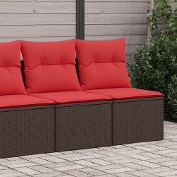 Salon de jardin avec coussins 2pcs marron résine tressée acacia 