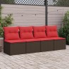 Salon de jardin avec coussins 2pcs marron résine tressée acacia 
