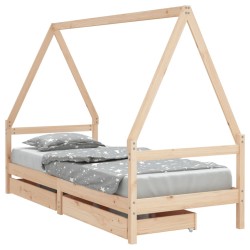 Cadre de lit d'enfants et tiroirs 90x190 cm bois de pin massif 