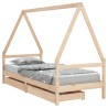 Cadre de lit d'enfants et tiroirs 90x190 cm bois de pin massif 