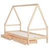 Cadre de lit d'enfants et tiroirs 90x190 cm bois de pin massif 