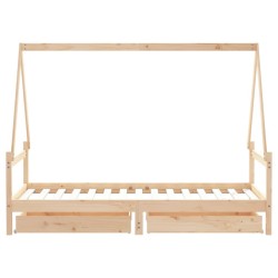 Cadre de lit d'enfants et tiroirs 90x190 cm bois de pin massif 