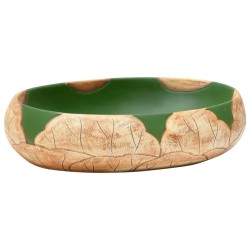 Vasque à poser vert et marron ovale 59x40x15 cm céramique 