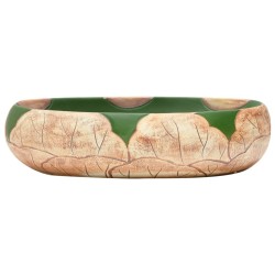 Vasque à poser vert et marron ovale 59x40x15 cm céramique 