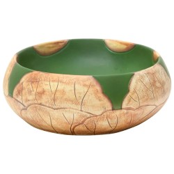 Vasque à poser vert et marron ovale 59x40x15 cm céramique 