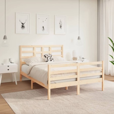 Cadre de lit sans matelas bois massif 135x190 cm 