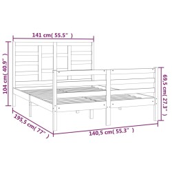 Cadre de lit sans matelas bois massif 135x190 cm 