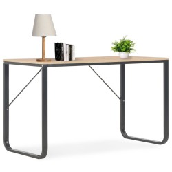 Bureau d'ordinateur Noir et chêne 120x60x73 cm 